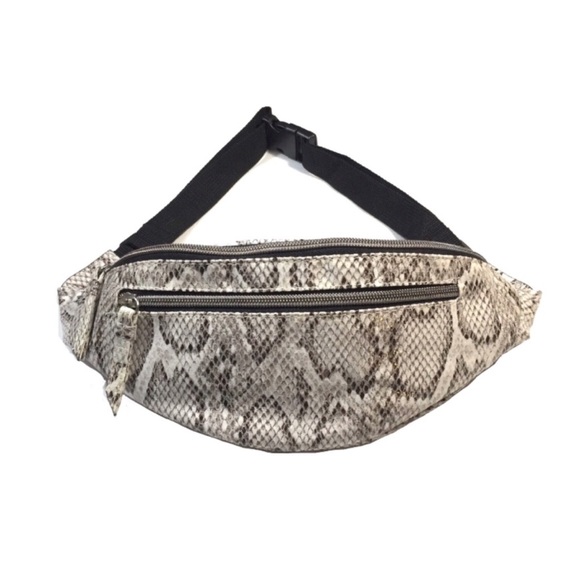 New Faux Snakeskin Fanny Pack with Two Zippers - Picture 1 of 7